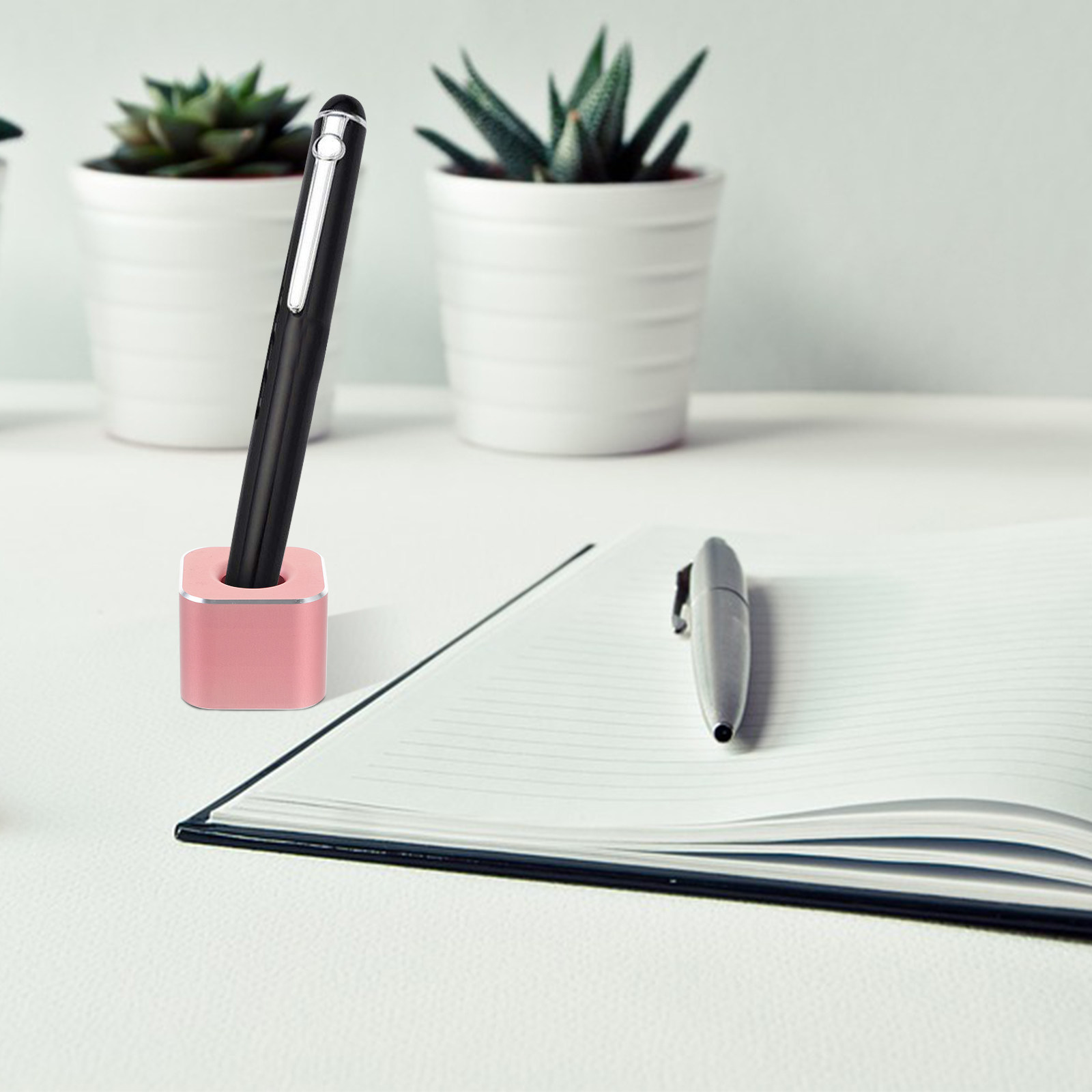 Pen Rest Single - ที่วางปากกาโลหะผสมอะลูมิเนียม แบบรูเดี่ยว สำหรับปากกาเซ็นชื่อ ชั้นวางจัดเก็บบนโต๊ะทำงาน สำหรับสำนักงาน บ้าน