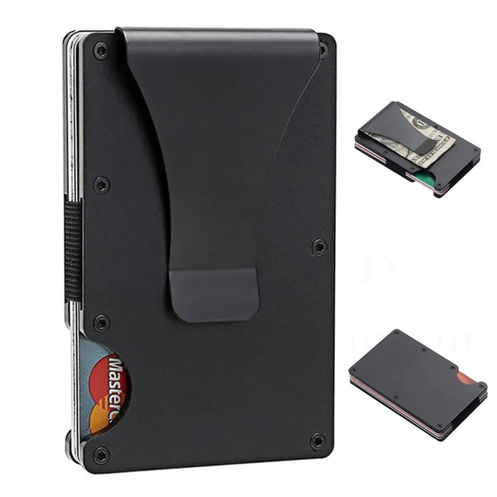 Index Card Holder - ที่ใส่บัตรป้องกัน RFID อลูมิเนียมอัลลอยด์ กระเป๋าสตางค์โลหะกันขโมยบางเฉียบ กระเป๋าใส่บัตรเครดิตแบบมินิมอล กระเป๋าเก็บของพกพา
